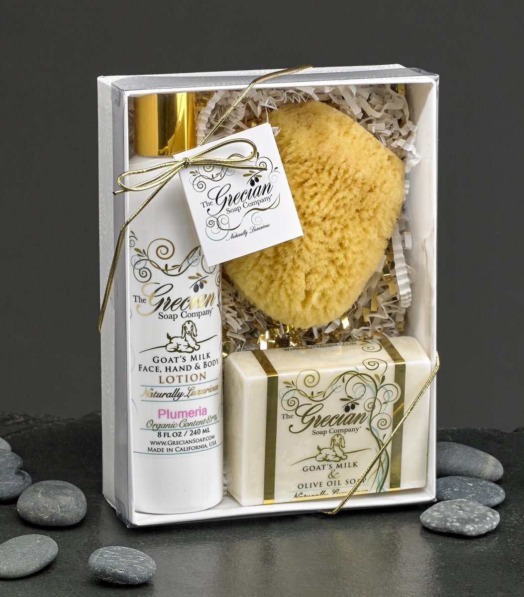 Greciansoap LSS-10 Coco Mango Lotion Soap & Sponge Gift Box - Adrasse Cosmetics