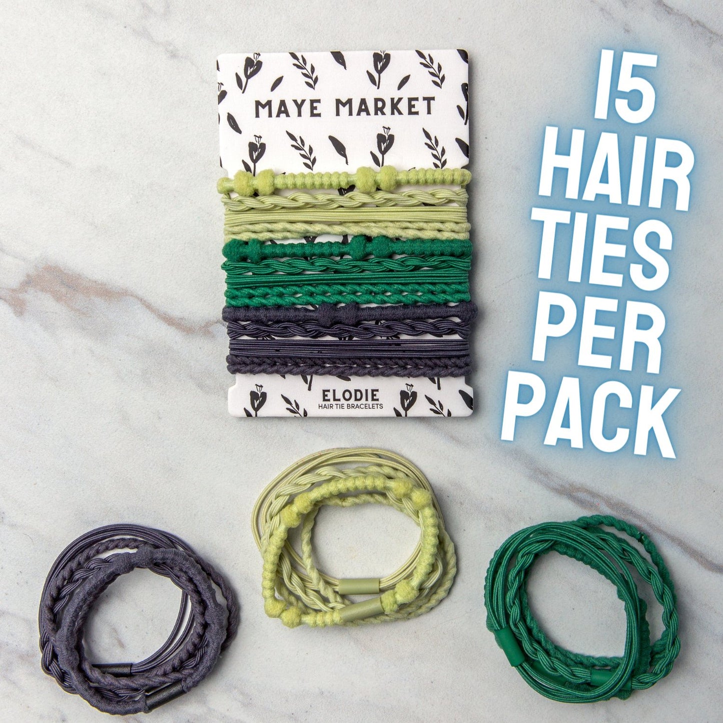Hair Tie Bracelet Set of 15: Handmade Braided Rope Hair Elastics - Adrasse Cosmetics