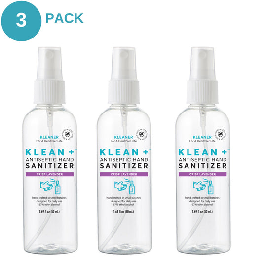 Klean + Hand Sanitizer Crisp Lavender 50ml (3Pack) - Adrasse Cosmetics