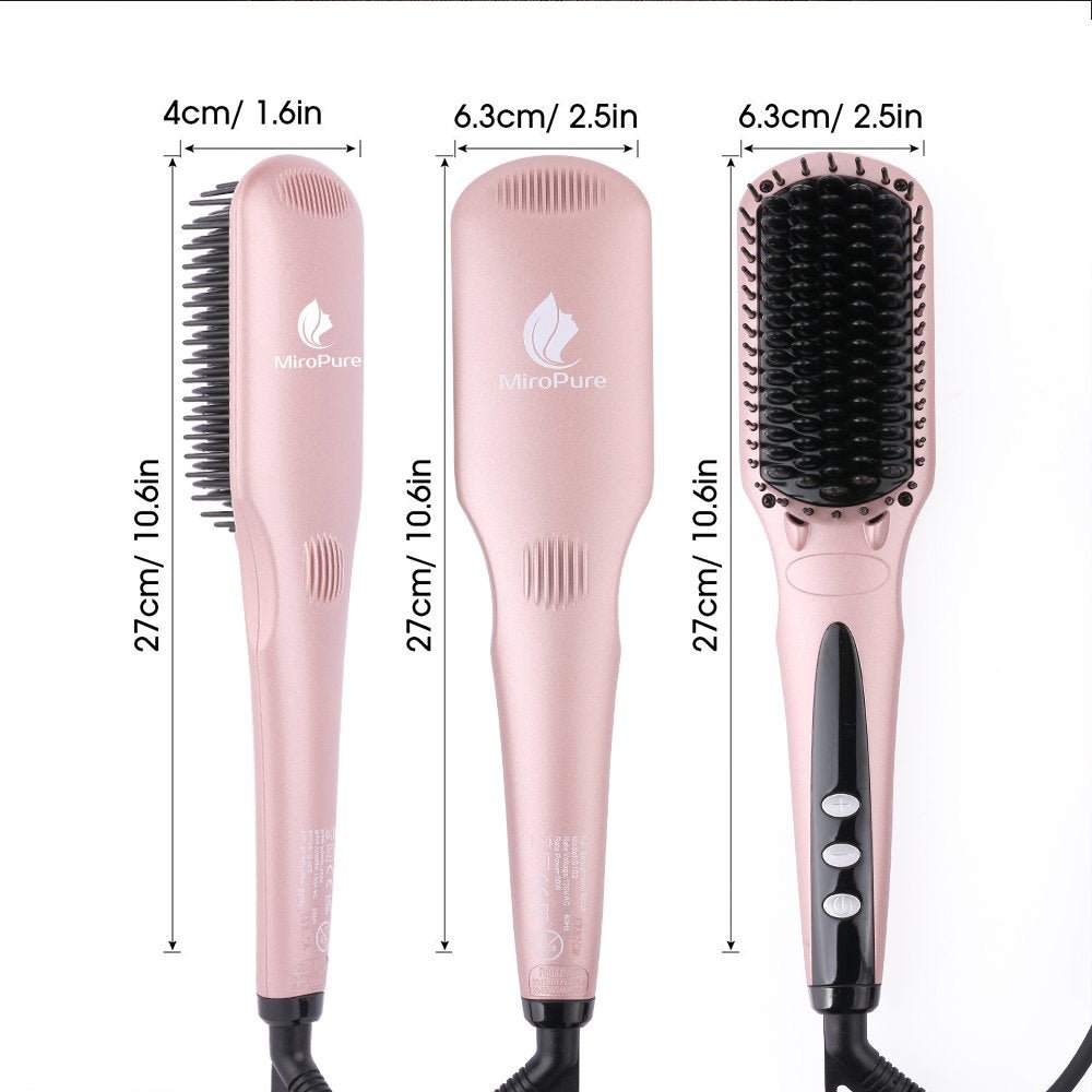 Miropure 2-in-1 Ionic Enhanced Hair Straightener Brush - Adrasse Cosmetics